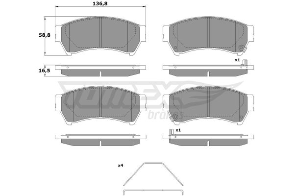 TOMEX BRAKES stabdžių trinkelių rinkinys, diskinis stabdys TX 17-40